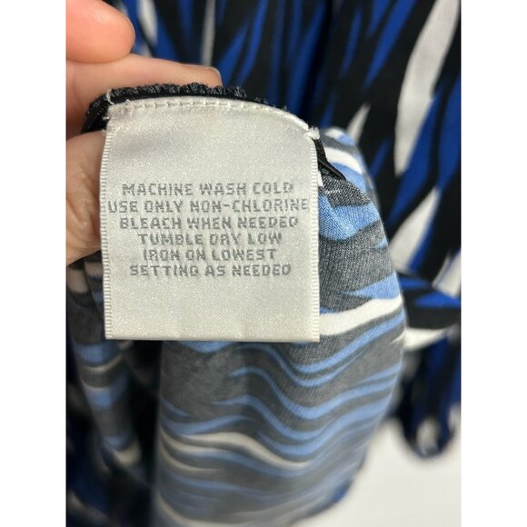 Worthington Long Sleeve Blouse Blue White Plus Sz 2X Abstract Print Stretch - Picture 7 of 11